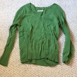 Green v-neck sweater